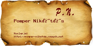 Pomper Nikétás névjegykártya